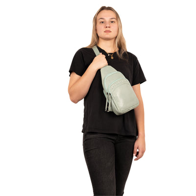 Concealed Carry Haven Sling Leather Backpack by Lady Conceal