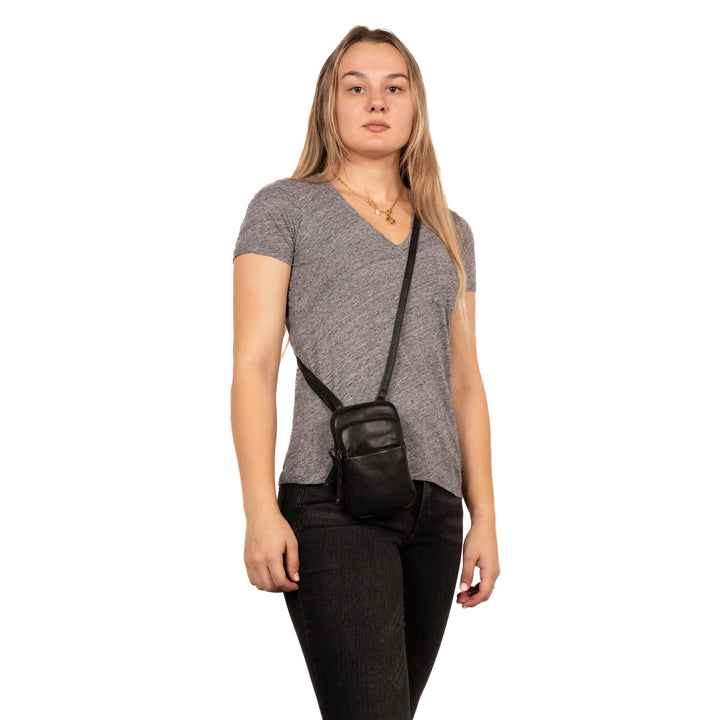 Shay Leather RFID Crossbody by Lady Conceal for Tasers and Pepper Spray