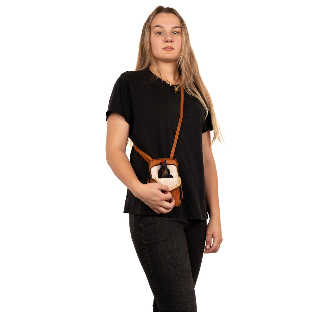 Shay Leather RFID Crossbody by Lady Conceal for Tasers and Pepper Spray