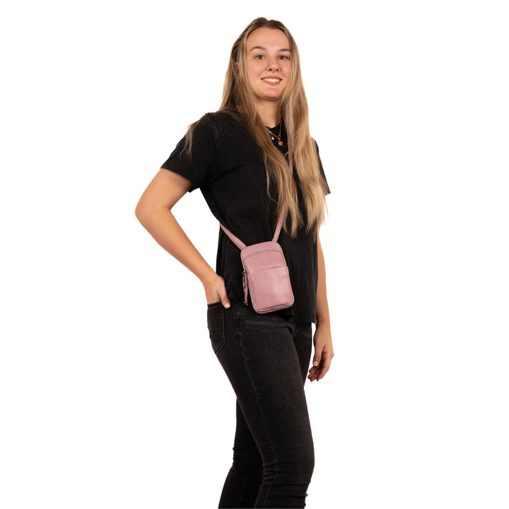 Shay Leather RFID Crossbody by Lady Conceal for Tasers and Pepper Spray