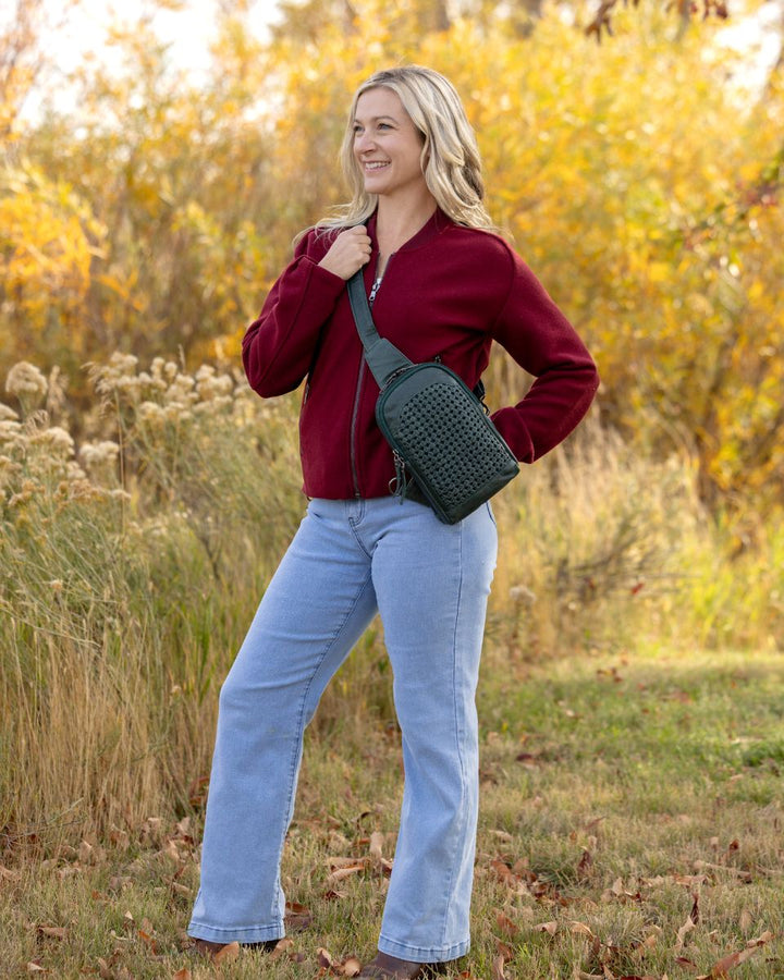 Concealed Carry Bristol Sling Leather Backpack by Lady Conceal