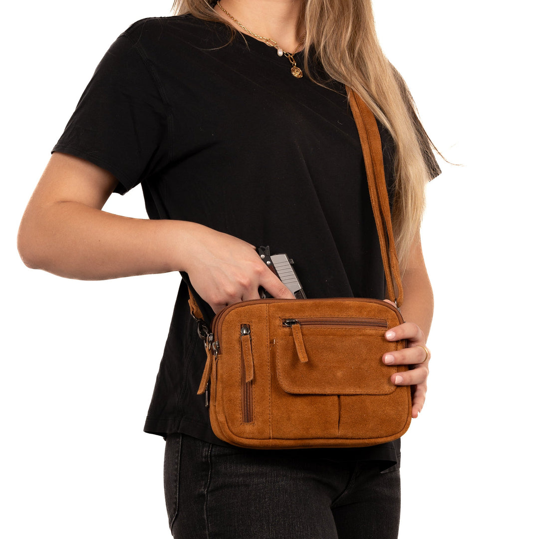 Concealed Carry Hadley Suede Crossbody by Lady Conceal
