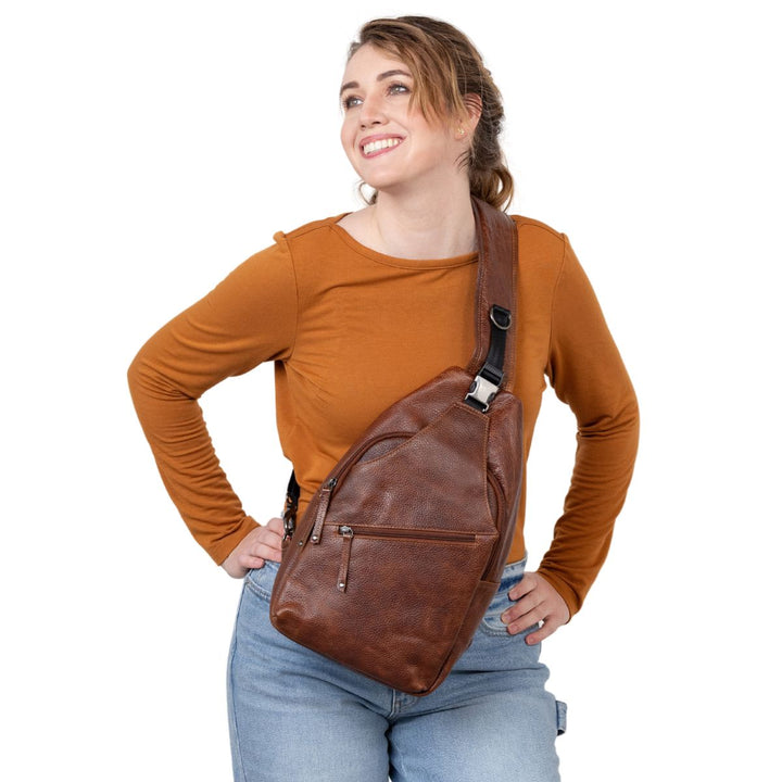 Concealed Carry Unisex Grayson Buffalo Leather Sling by Lady Conceal
