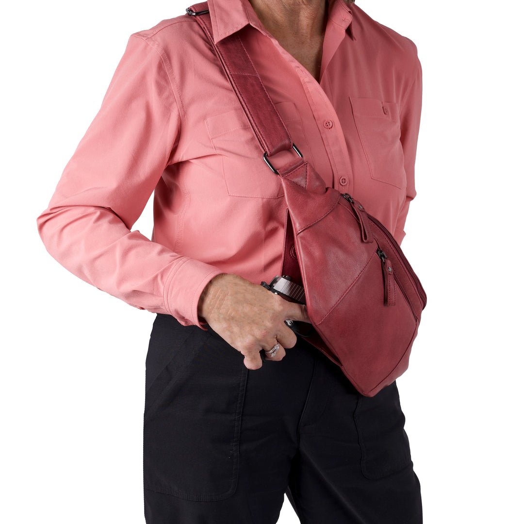 Concealed Carry Charlie Magnetic Leather Sling by Lady Conceal