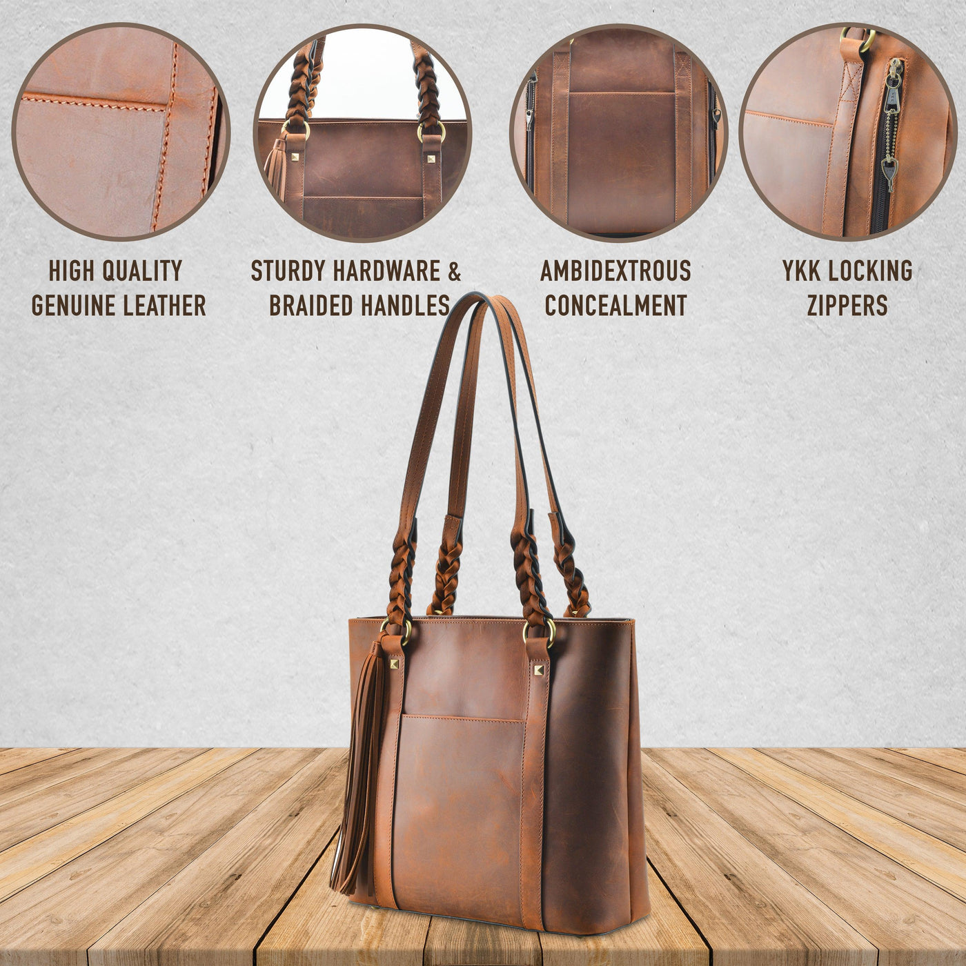 Concealed Carry Bella Leather Tote by Lady Conceal