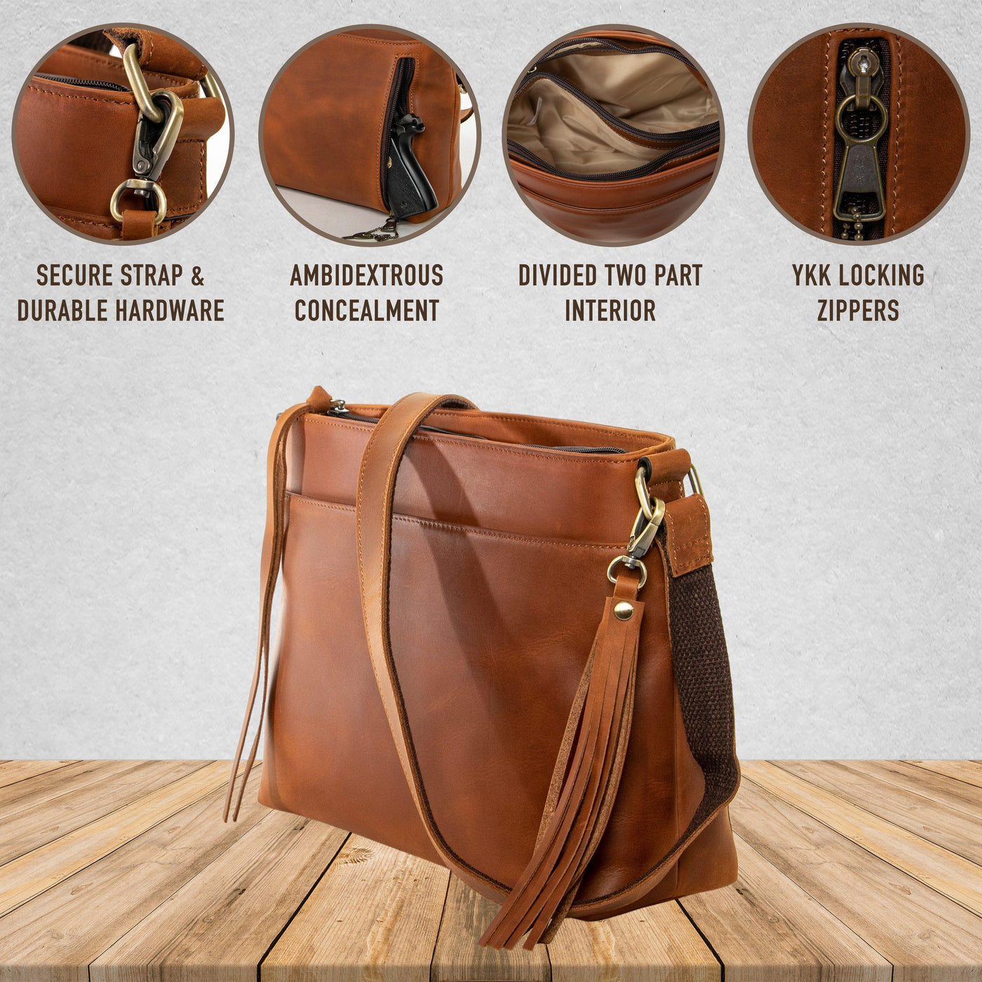 Concealed Carry Josie Leather Crossbody by Lady Conceal