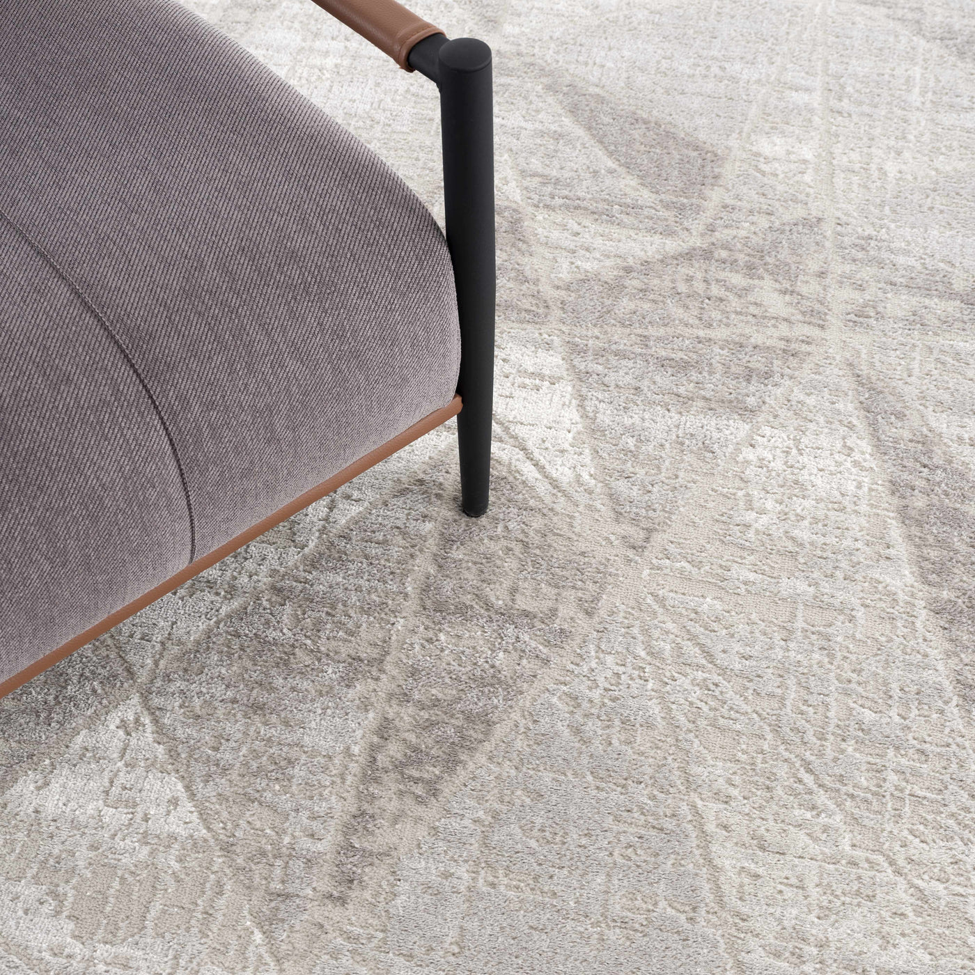 Basia Gray Geometric Modern Rug