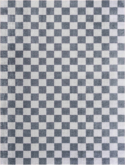 Alie Gray Checkered Washable Area Rug