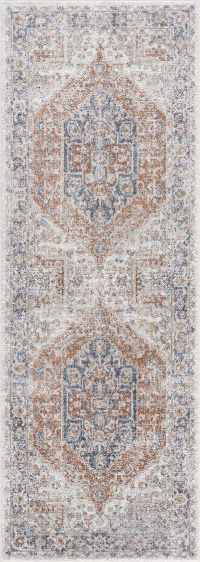 Akram Gray & Orange Washable Area Rug - Clearance