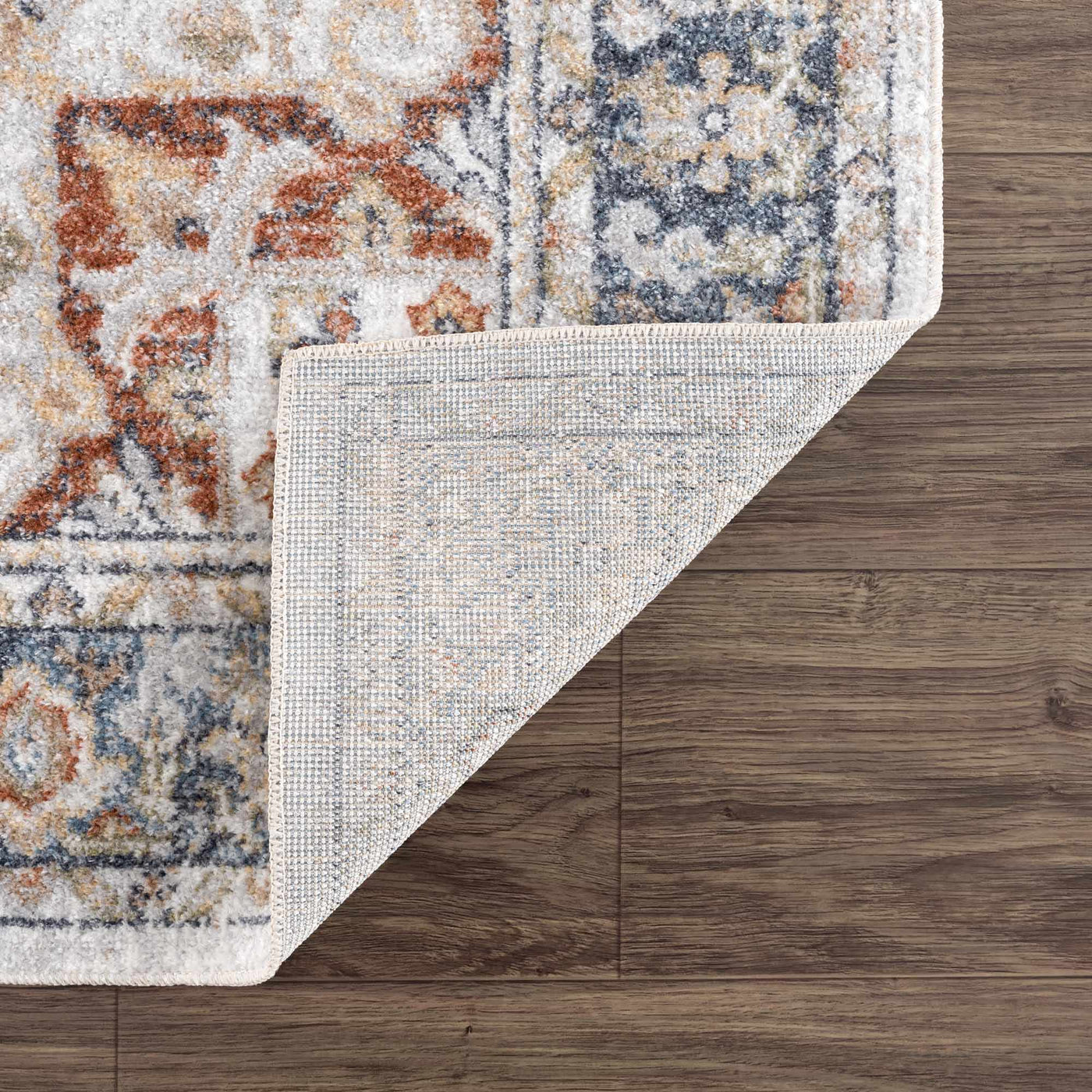 Akram Gray & Orange Washable Area Rug - Clearance