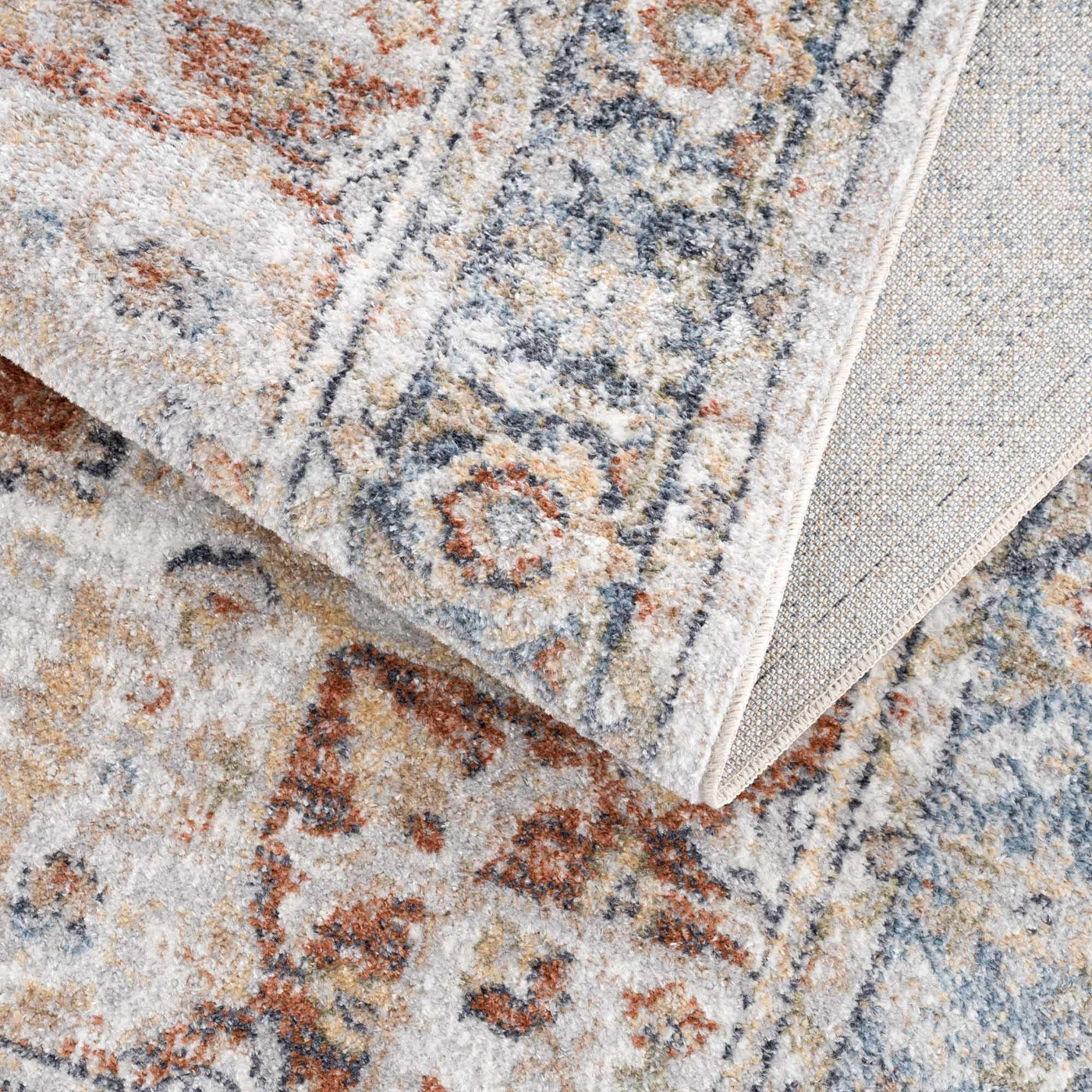 Akram Gray & Orange Washable Area Rug - Clearance