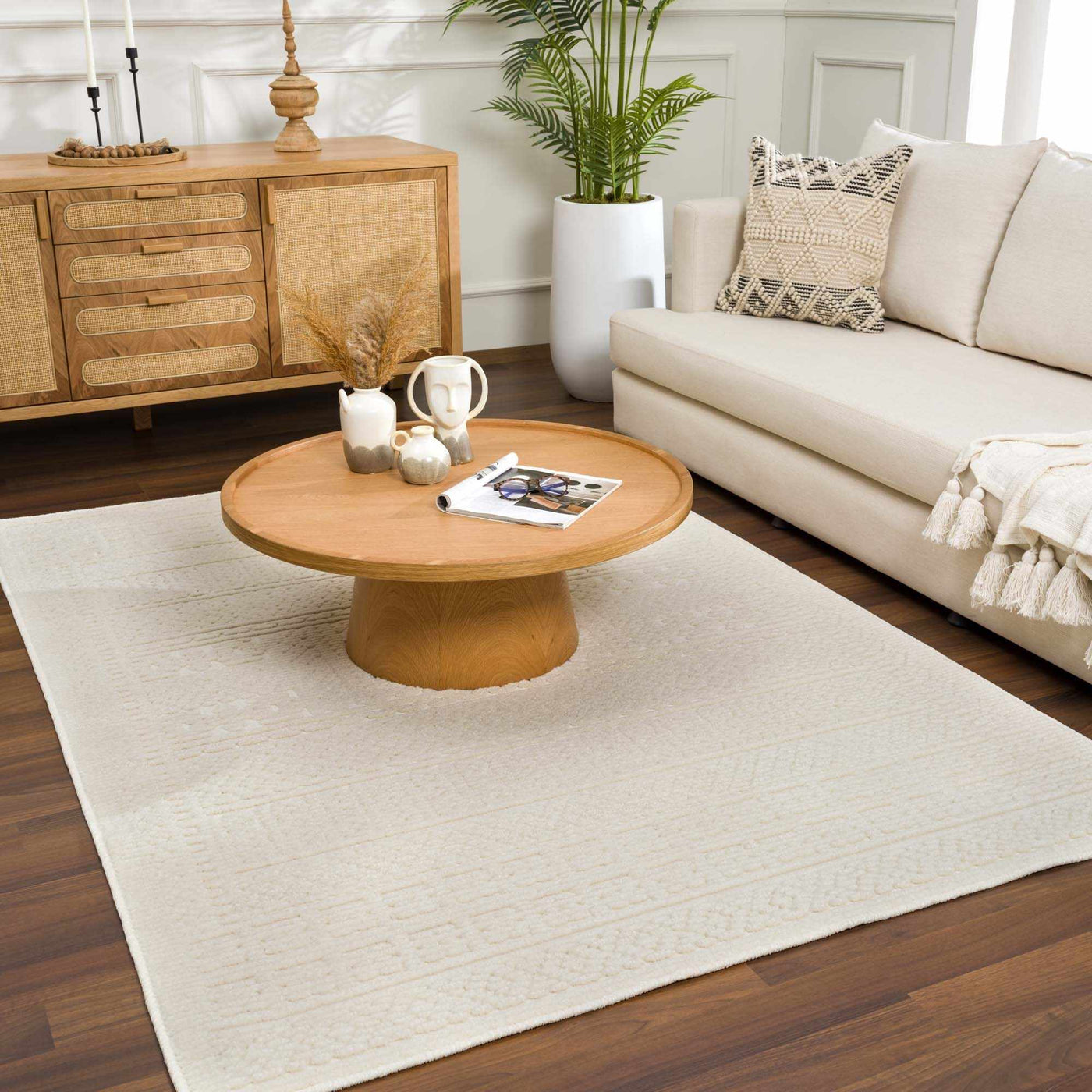 Bahar Cream Washable Area Rug