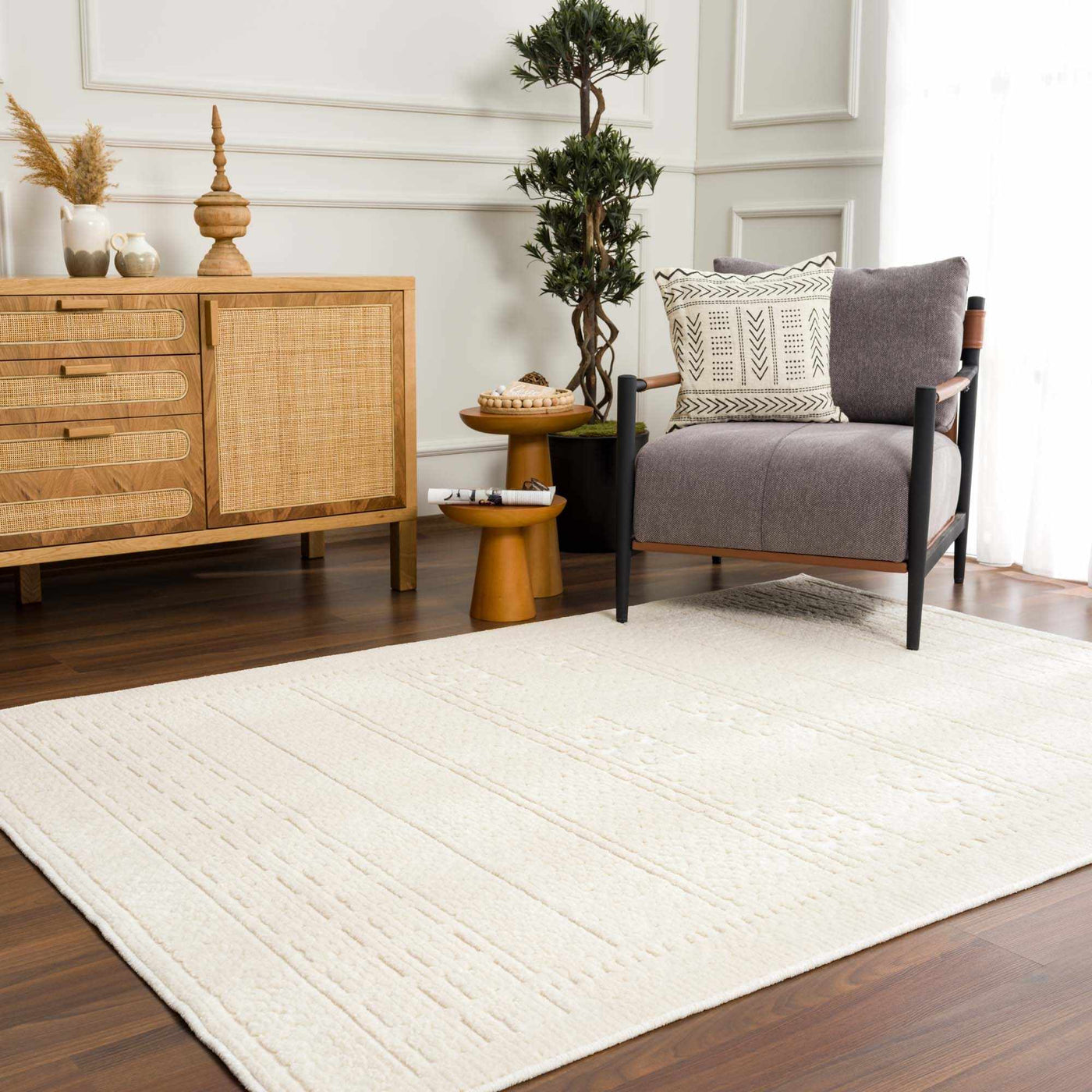 Bahar Cream Washable Area Rug