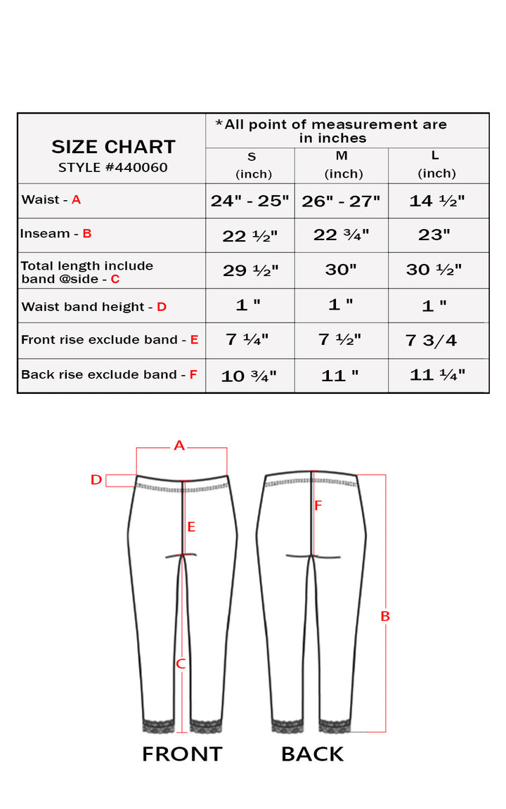 Sakkas Cotton Blend Lace Trim Stretch Capri Leggings - Made in USA