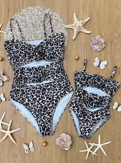 Mommy and Me Leopard Cutout One Piece Swimsuit