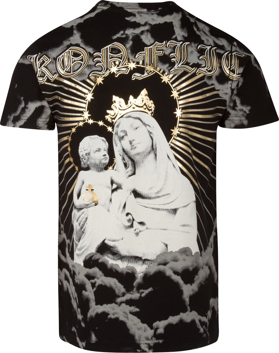 Sakkas Liam Mens Everyday Short Sleeve Cotton Embossed T-shirt Virgin &amp; Baby Jesus