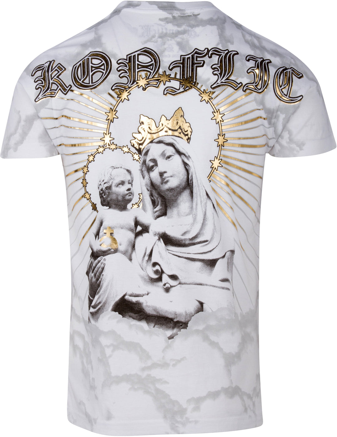Sakkas Liam Mens Everyday Short Sleeve Cotton Embossed T-shirt Virgin &amp; Baby Jesus