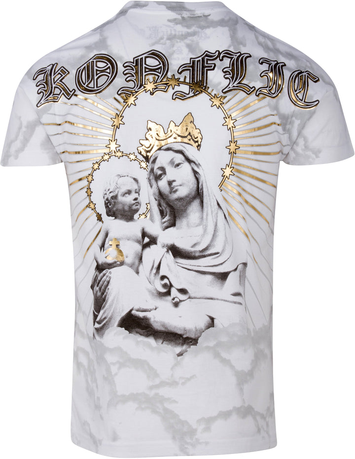 Sakkas Liam Mens Everyday Short Sleeve Cotton Embossed T-shirt Virgin &amp; Baby Jesus