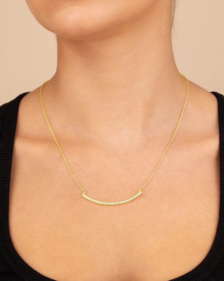 CZ Curved Bar Necklace