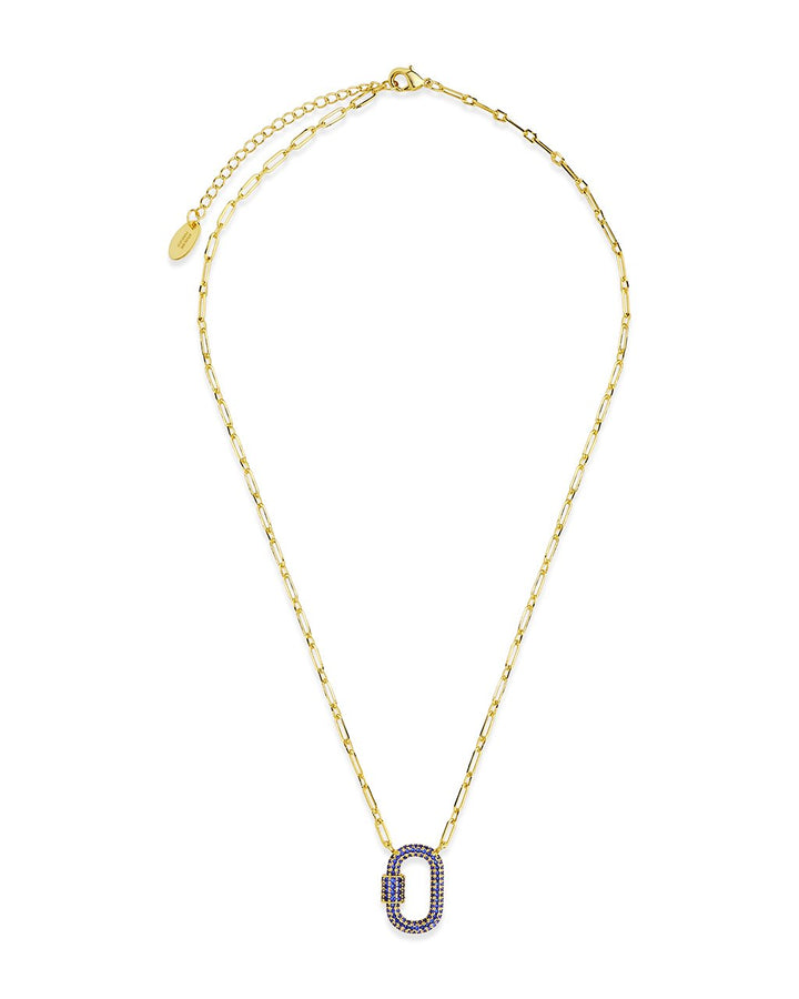 Pave CZ Carabiner Lock Necklace