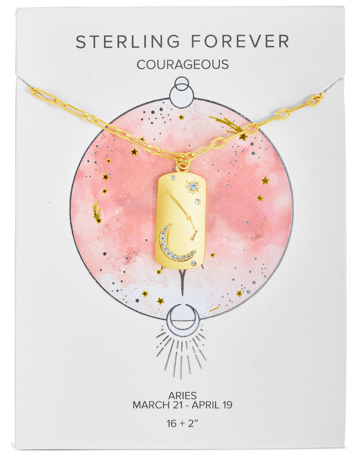 CZ Constellation Dog Tag Pendant Necklace