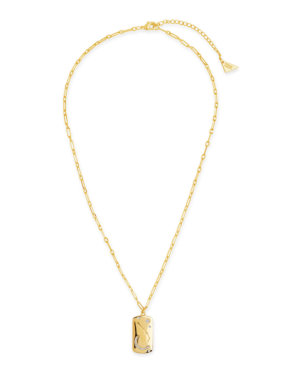 CZ Constellation Dog Tag Pendant Necklace