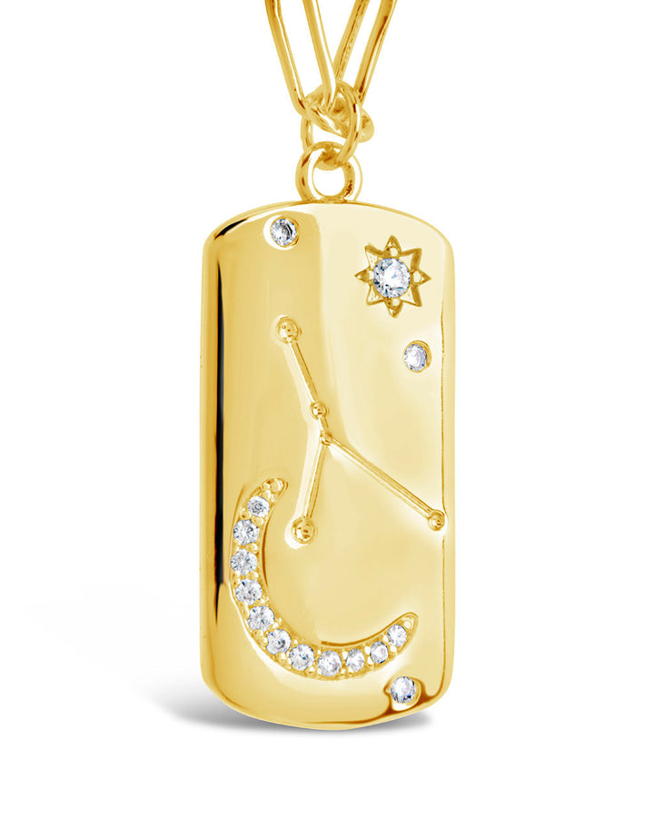 CZ Constellation Dog Tag Pendant Necklace