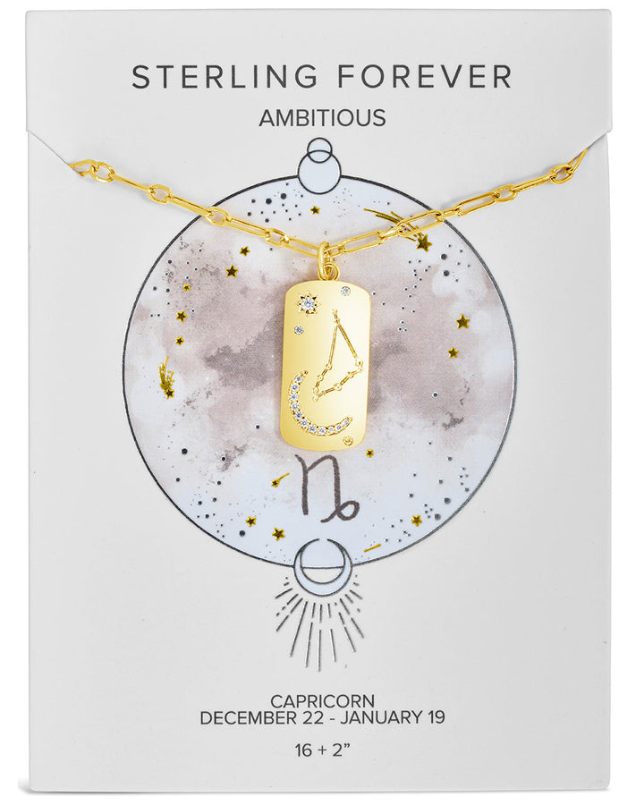 CZ Constellation Dog Tag Pendant Necklace