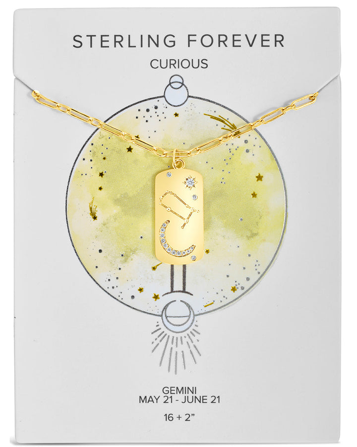 CZ Constellation Dog Tag Pendant Necklace