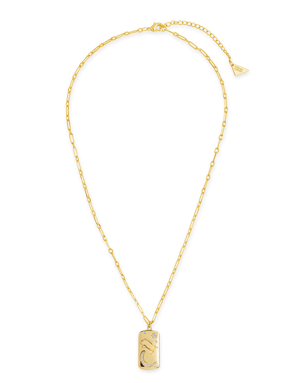 CZ Constellation Dog Tag Pendant Necklace