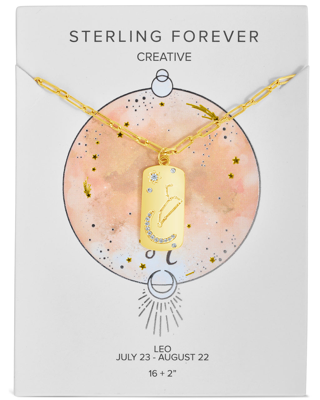 CZ Constellation Dog Tag Pendant Necklace