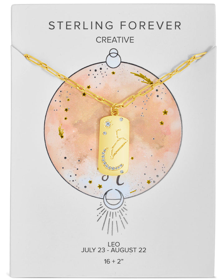 CZ Constellation Dog Tag Pendant Necklace