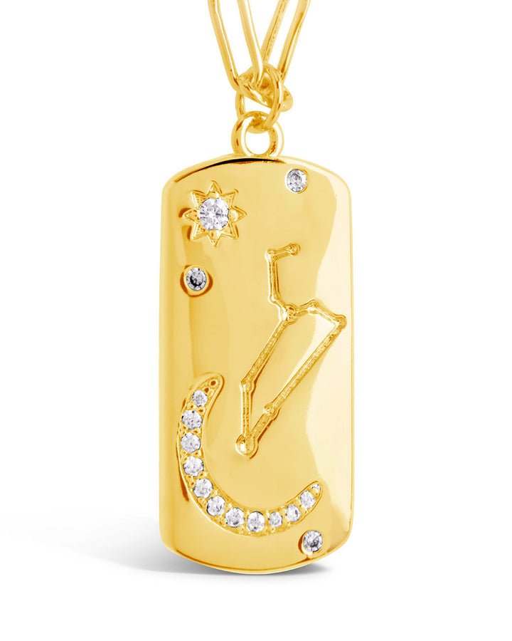 CZ Constellation Dog Tag Pendant Necklace
