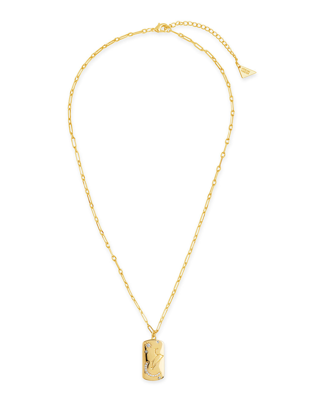 CZ Constellation Dog Tag Pendant Necklace