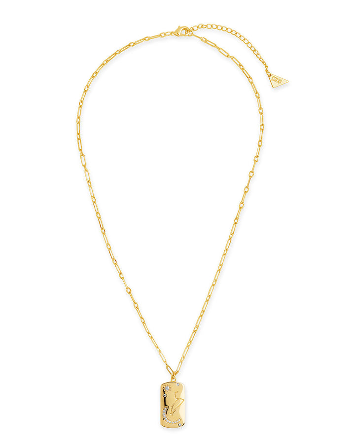 CZ Constellation Dog Tag Pendant Necklace