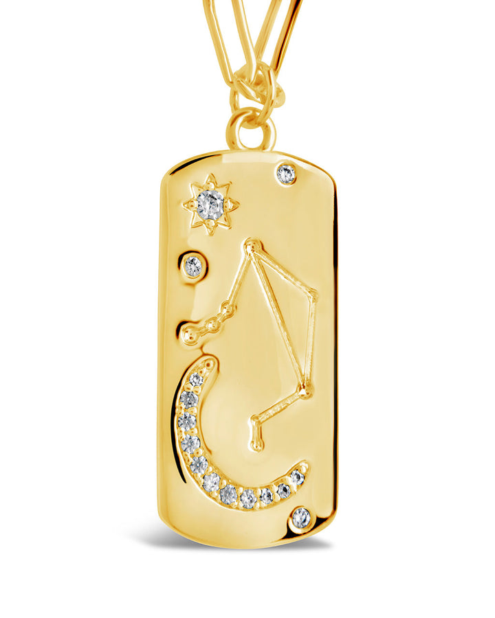 CZ Constellation Dog Tag Pendant Necklace