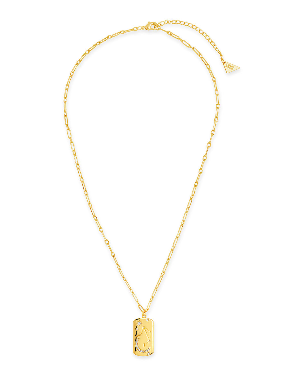 CZ Constellation Dog Tag Pendant Necklace