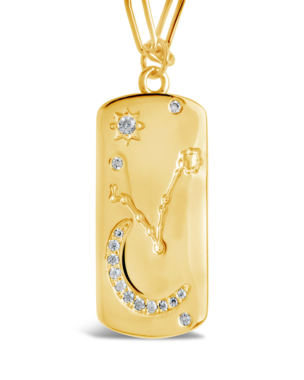 CZ Constellation Dog Tag Pendant Necklace