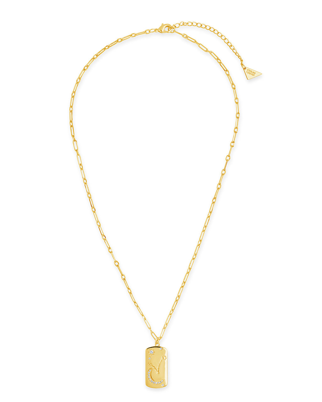 CZ Constellation Dog Tag Pendant Necklace