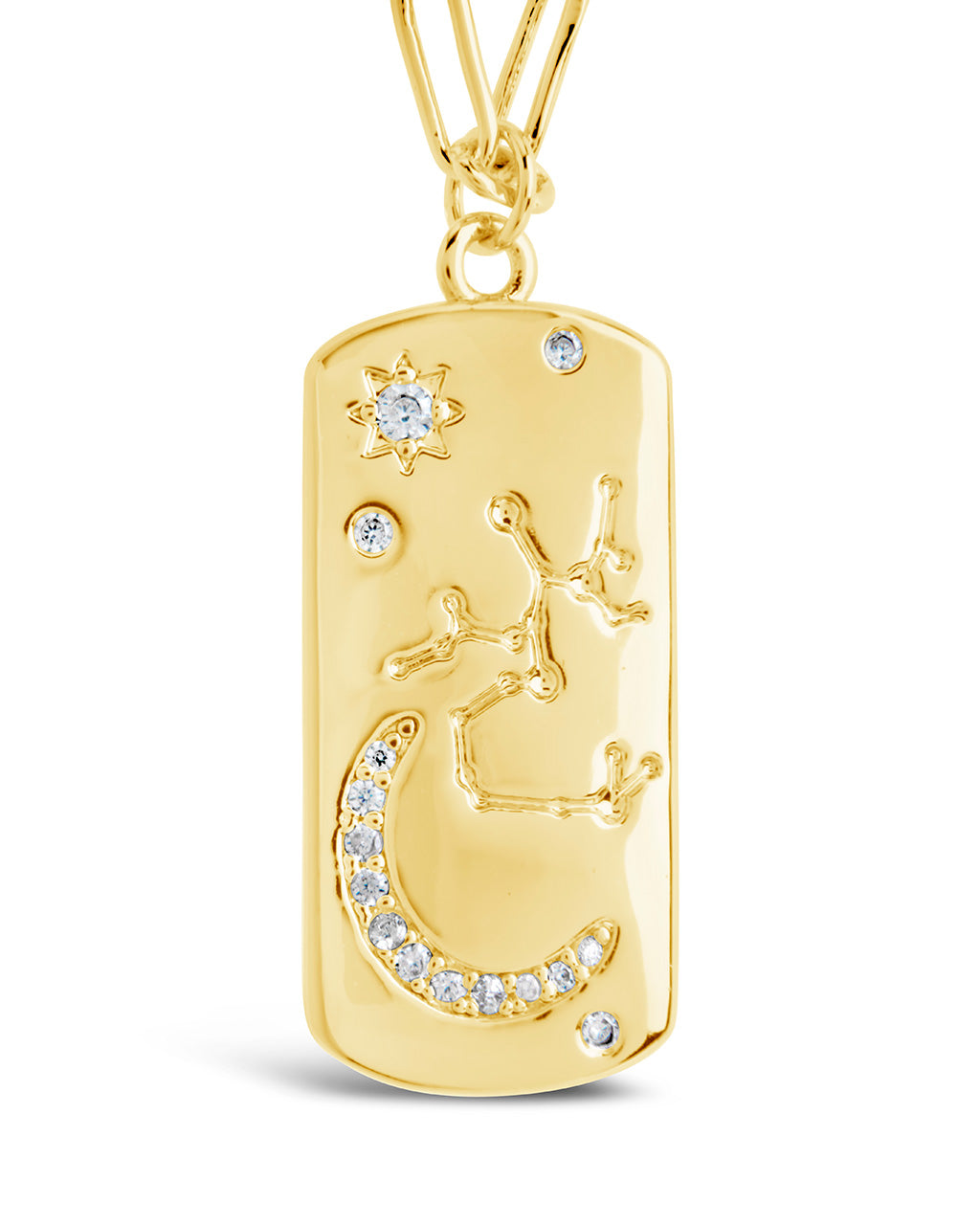 CZ Constellation Dog Tag Pendant Necklace