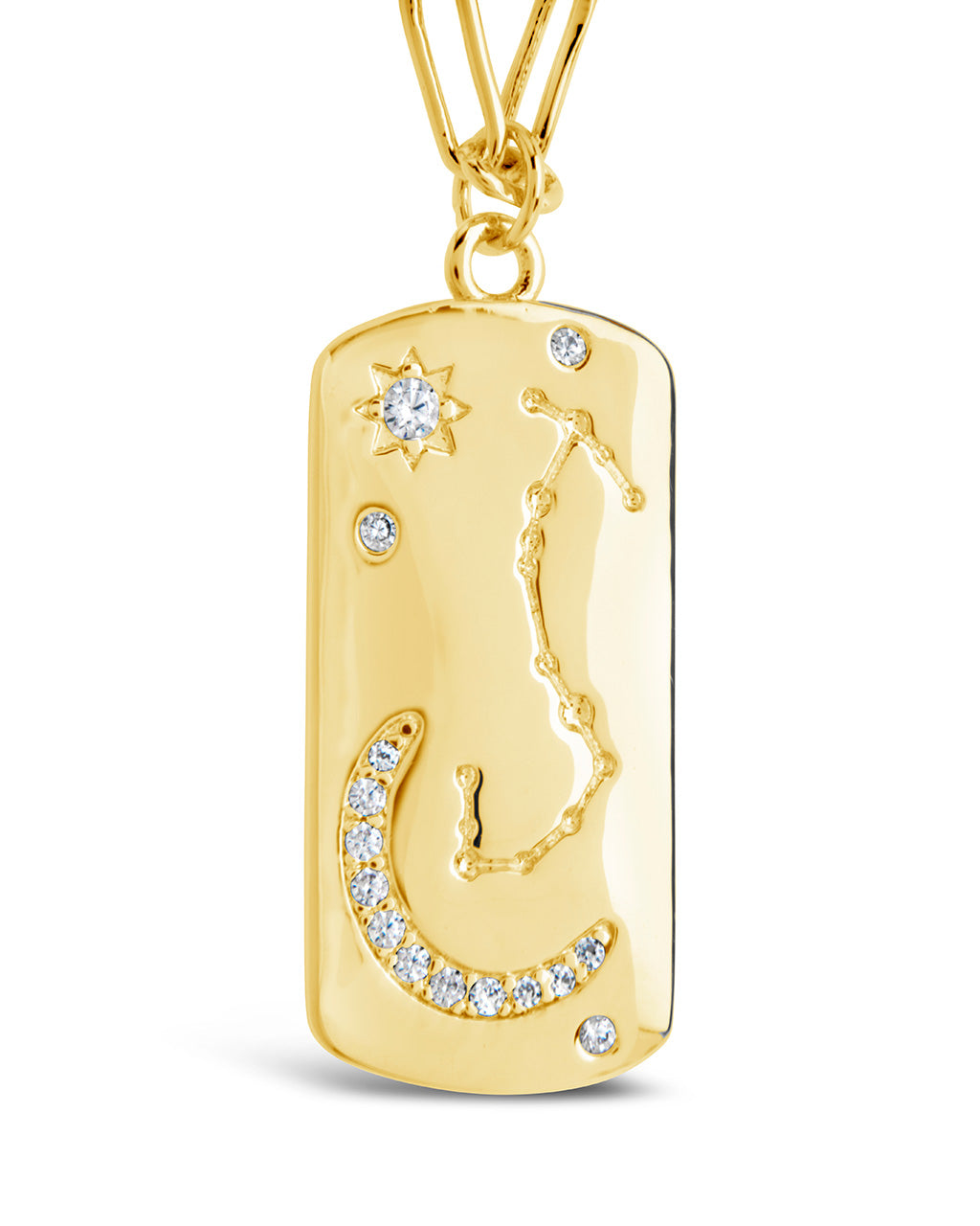 CZ Constellation Dog Tag Pendant Necklace