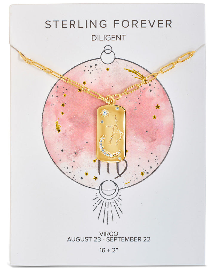 CZ Constellation Dog Tag Pendant Necklace