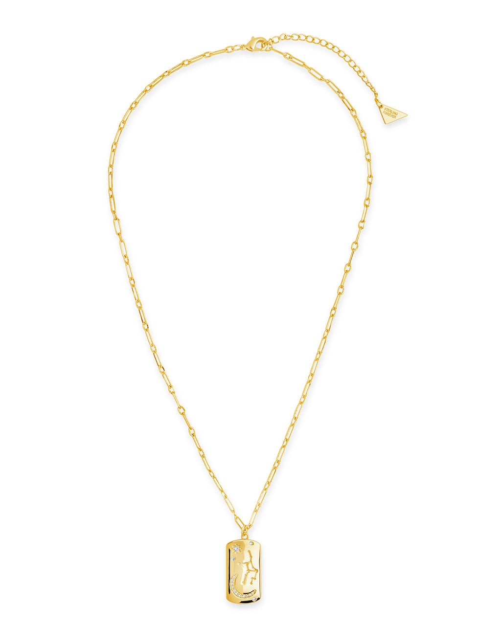 CZ Constellation Dog Tag Pendant Necklace