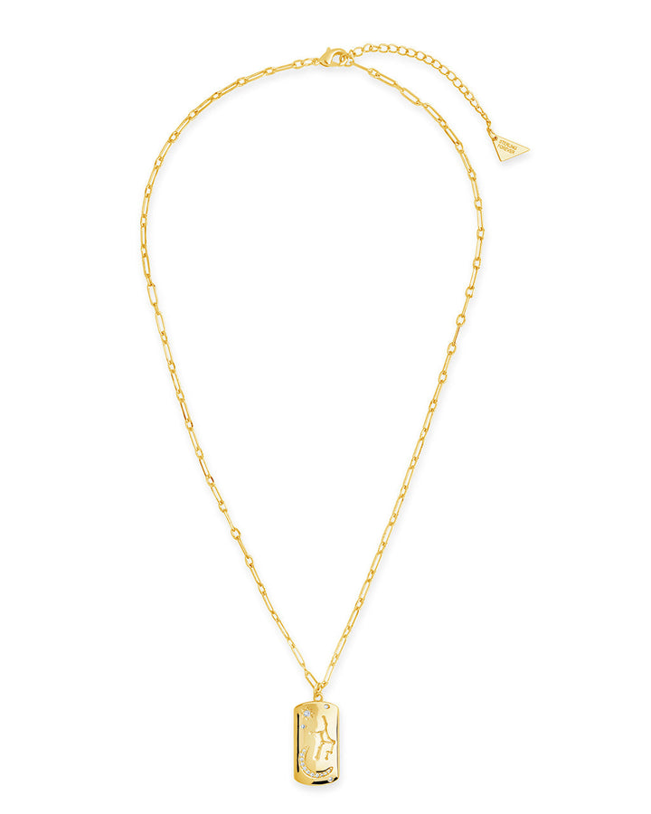 CZ Constellation Dog Tag Pendant Necklace