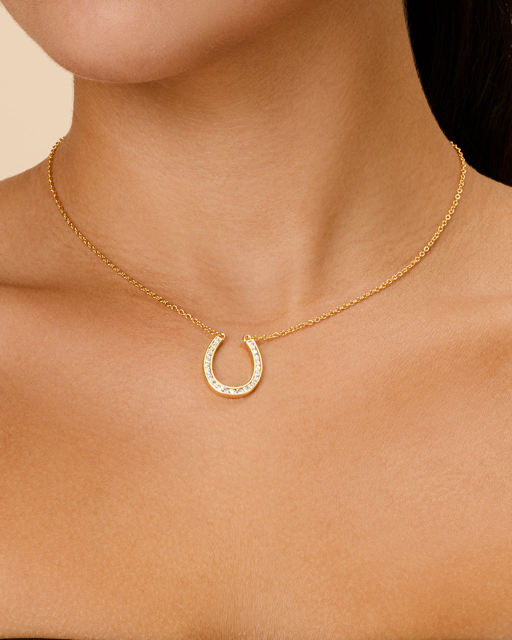 CZ Horseshoe Pendant Necklace