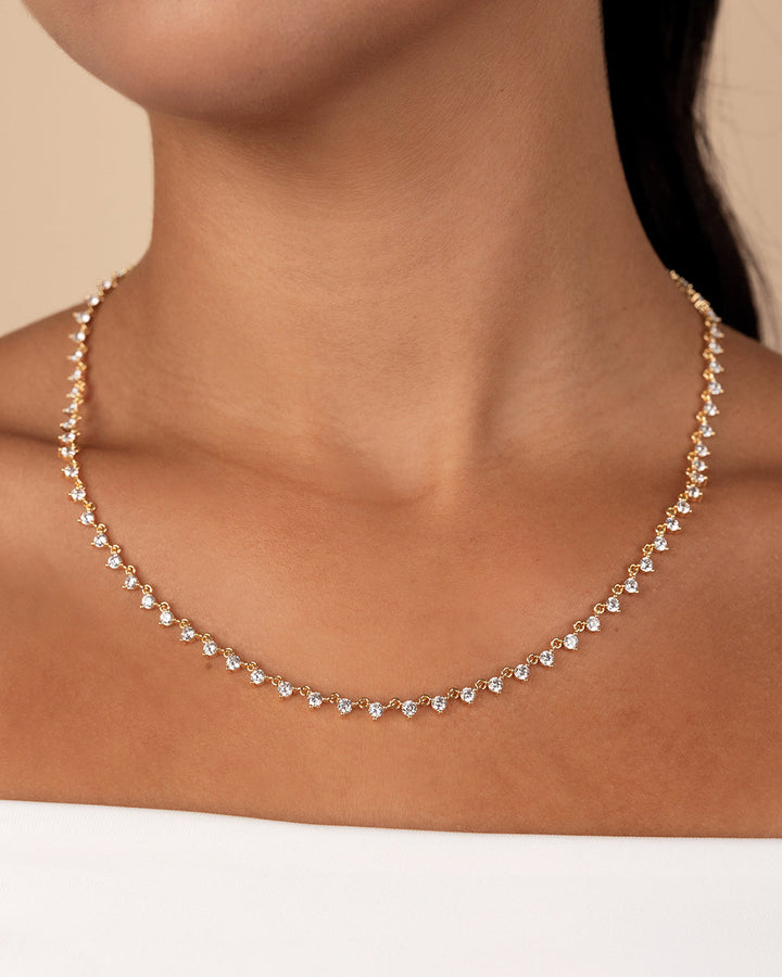 Brigid Staggered CZ Tennis Necklace
