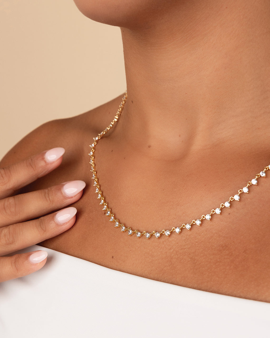 Brigid Staggered CZ Tennis Necklace