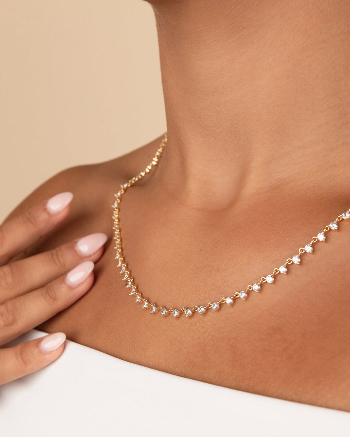 Brigid Staggered CZ Tennis Necklace