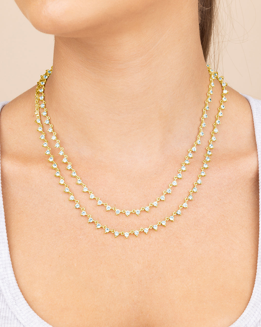 Brigid Staggered CZ Tennis Necklace