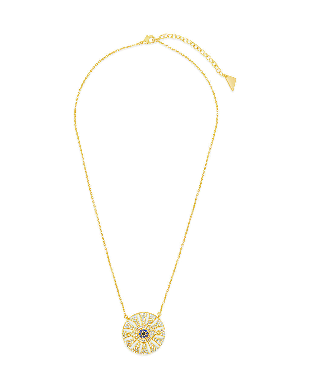 CZ Evil Eye & Enamel Petal Pendant Necklace